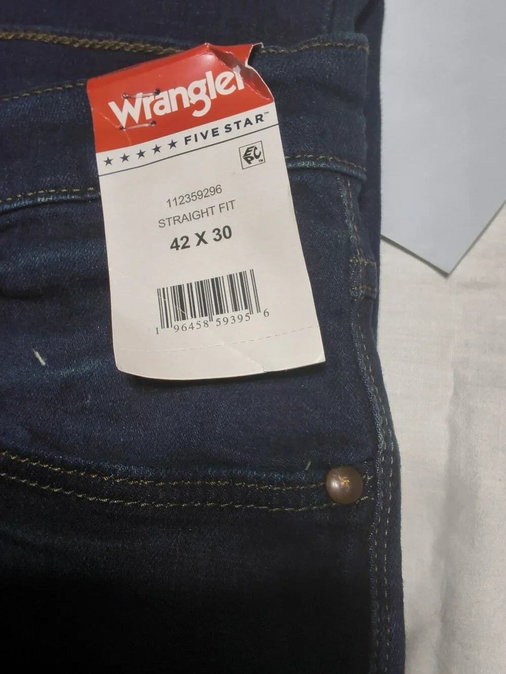 ​Wrangler Five Star Premium Men's Jeans  Dark Wash Stretch Straight Fit NWT